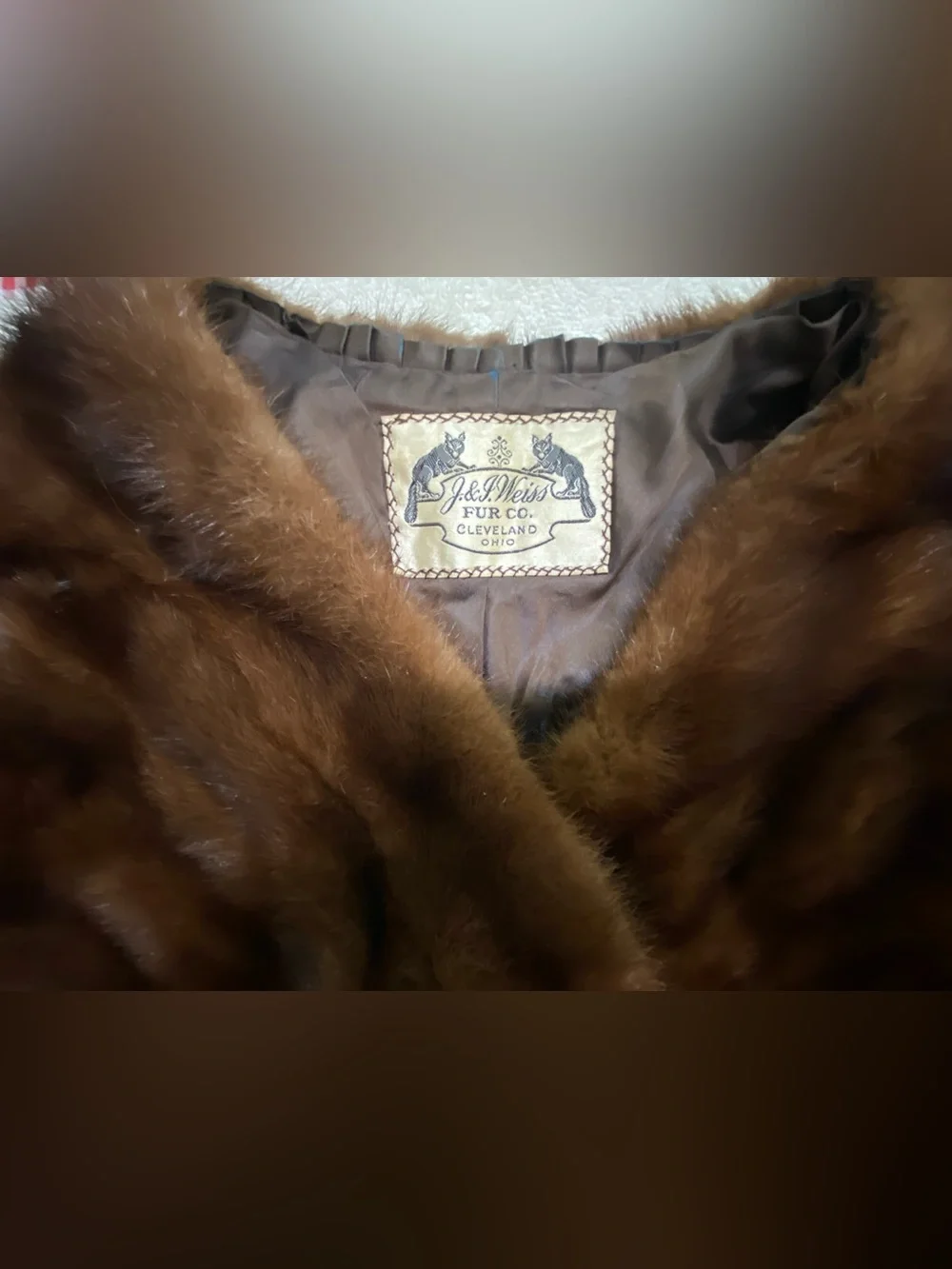 J & J Weiss Fur Co Cleveland Brown Fur Stole - Luxurious Women’s Accessory
